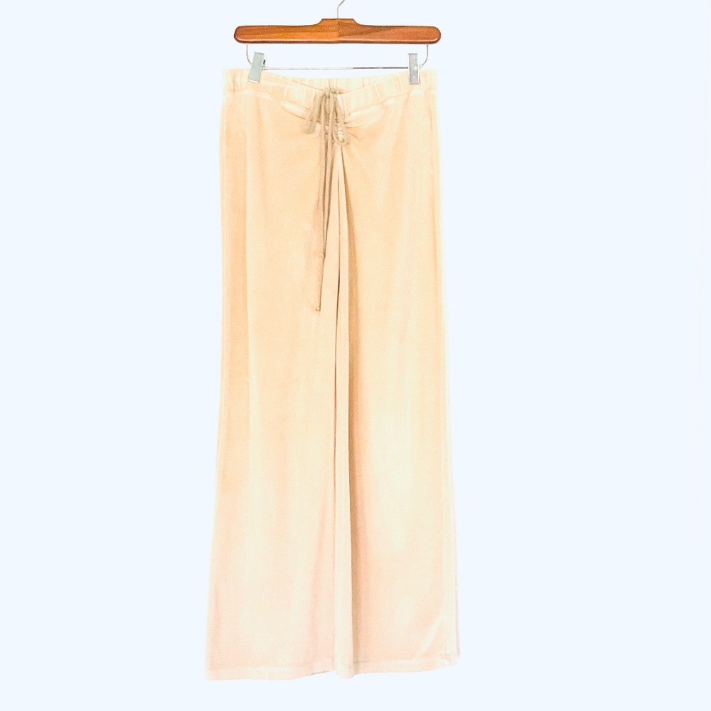XOXO JEANS 90s Vintage Low-rise Wide-leg Drawstring Camel Velour Pants Sz L